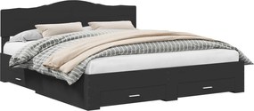 vidaXL Cadru de pat cu headboard Negru 200 x 200 cm Lemn compozit