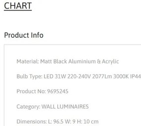 Aplica LED pentru oglinda baie IP44 CHART 31W negru