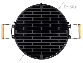 Gratar din fonta Muhler 1008592, Ø37 cm, Carbune, Reglabil, Control flux de aer, Negru
