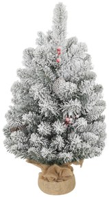 HOMCOM Brad de Crăciun Mic Înalt de 61 cm cu 72 de Ramuri Înzăpezite, Conuri și Boabe Roșii, Verde | Aosom Romania