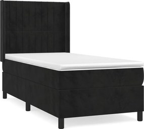 vidaXL Pat box spring cu saltea, negru, 90x190 cm, catifea