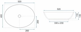 Lavoar pe blat Rea Margot oval 52 cm albastru-auriu