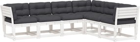 vidaXL Set canapele de grădină cu perne 6 piese alb lemn masiv de pin