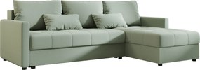 Canapea extensibila in forma de L reversibila VENORIA 220x143 cm, verde deschis + 2 perne GRATUIT