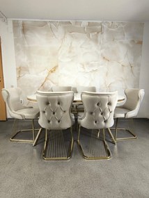 SET STELLA CREM CU AURIU MASA+6 SCAUNE, BLAT ALB