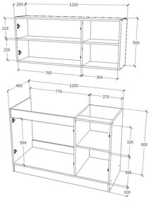 Set haaus Ara, Stejar Wotan/Alb, L 120 cm