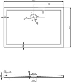 Mexen Flow cadă de duș dreptunghiulară slim 90 x 85 cm, alb lucios - 46R108590