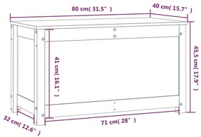 Cutie de depozitare, alb, 80x40x45,5 cm, lemn masiv de pin 1, Alb, 80 x 40 x 45.5 cm