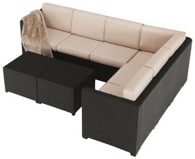 Set de gradina din rattan, 3 piese, maro bej, RODEN