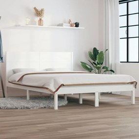 3104124 vidaXL Cadru de pat mic dublu, alb, 120x190 cm, lemn masiv