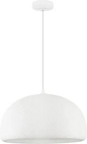 Lustra suspendata cu textura granulata Davo 43cm, alb piatra