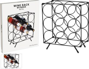 Suport metalic vertical pentru sticle de vin, 12 sticle, 39x18x34 cm