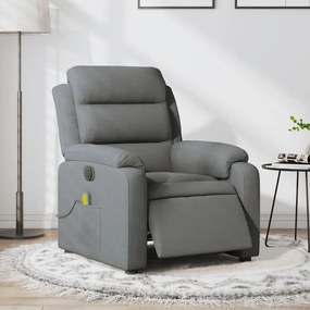 vidaXL Fotoliu electric de masaj rabatabil, gri închis, textil