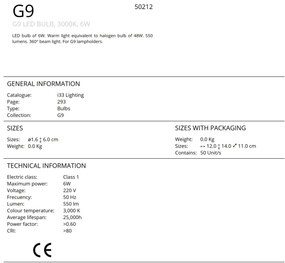 Bec LED G9, 6W 3000K lumina calda SV-50212