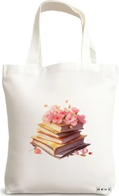 Sacosa de Panza pentru Cumparaturi, Geanta Tote, model Books 48 38 x 34.5 cm, Alba, BEKZ®