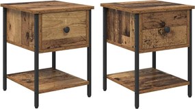 vidaXL Noptieră 2 pcs Lemn vechi 34 x 35,5 x 45 cm Lemn compozit