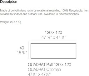 Taburete de exterior / interior design modern premium JUT Chill OTTOMAN 120cm