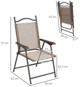 Outsunny Set de 2 scaune pliabile, Scaune pentru gradina cu cotiera, sezut cu tesatura din plasa care permite trecerea aerului