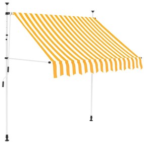 vidaXL Copertină retractabilă manual, dungi galben și alb, 150 cm