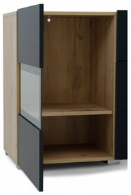 Comodă Baros 26 132 cm - stejar artizanal / negru mat
