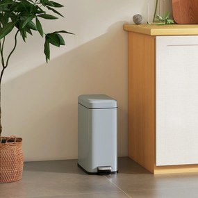 HOMCOM Coș de gunoi din metal, coș de gunoi, capacitate de 5 L, cu pedal, cu coș interior, Gri | Aosom Romania