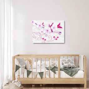 Tablou pe sticlă cu creangă înflorită (70x50 cm)