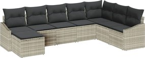 vidaXL Set de canapele pentru grădină 8 pcs Gri deschis poliratan