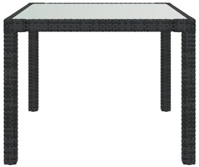 Set mobilier de exterior cu perne, 3 piese, negru, poliratan Alb si negru, Lungime masa 90 cm, 3