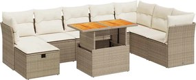 vidaXL Set canapele grădină cu perne 9 piese bej poliratan/lemn acacia