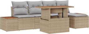vidaXL Set de canapele pentru grădină 6 pcs Bej Rattan poli