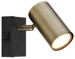 Aplica cu spot directionabil design modern ROBBY negru mat, alama antica