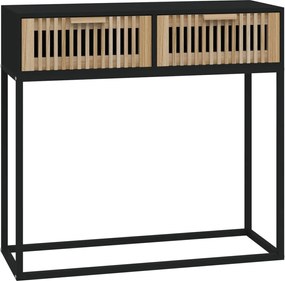 vidaXL Masă consolă, negru, 80x30x75 cm, lemn prelucrat și fier