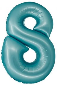 Numere Light Blue Mat Balon din folie cu numărul 8 albastru 76 cm