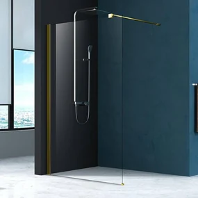 Paravan de dus walk-in Mediterraneo Foxy Black 100 x 200 cm easy clean profil auriu periat