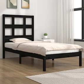 3104447 vidaXL Cadru de pat single, negru, 90x190 cm, lemn masiv de pin