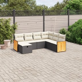 vidaXL Set canapele de grădină cu perne, 7 piese, negru, poliratan
