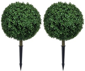 HOMCOM Buxus artificial set de 2, realist, rezistent la intemperii, ușor de întreținut, 70 cm | Aosom Romania