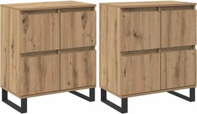 vidaXL Bufet 2 pcs Stejar Artizanal 60 x 35 x 70 cm