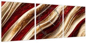 Tablou - Aur - textură albă (cu ceas) (90x30 cm)