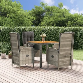 3185039 vidaXL Set mobilier de grădină cu perne, 5 piese, gri, poliratan