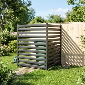 Outsunny Gard de grădină 2 panouri 91 x 152 cm metal gard de protecție vizuală cu stâlpi &amp; capace de protecție rezistent la rugină Negru | Aosom Romania