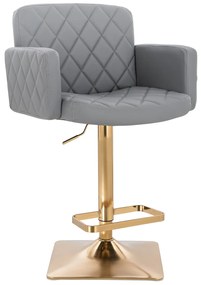 HC802KW Scaun Gri din Piele Ecologica cu Bază Aurie