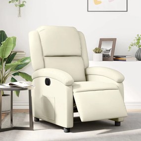 vidaXL Fotoliu rabatabil electric, crem, piele ecologică