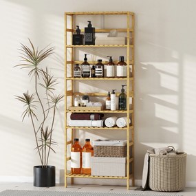 HOMCOM Raft de bambus cu 6 niveluri, cu rafturi reglabile, 60x26x161 cm | Aosom Romania