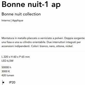 Aplica LED stil minimalist Bonne nuit-1 ap nickel