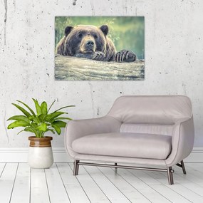 Tablou pe sticlă cu urs (70x50 cm)