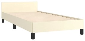 Cadru de pat cu tablie, crem, 80x200 cm, piele ecologica Crem, 80 x 200 cm, Design simplu