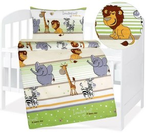 Bellatex Baby crepe lenjerie de pat Agata Safariverde, 90 x 135 cm, 45 x 60 cm
