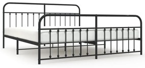 352602 vidaXL Cadru pat metalic cu tăblii de cap/picioare, negru, 193x203 cm