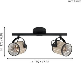 Eglo 43494 - Lampă spot RUSCOMB 2xE27/10W/230V